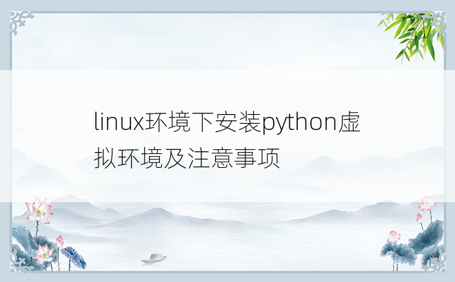 linux环境下安装python虚拟环境及注意事项