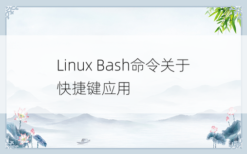 Linux Bash命令关于快捷键应用