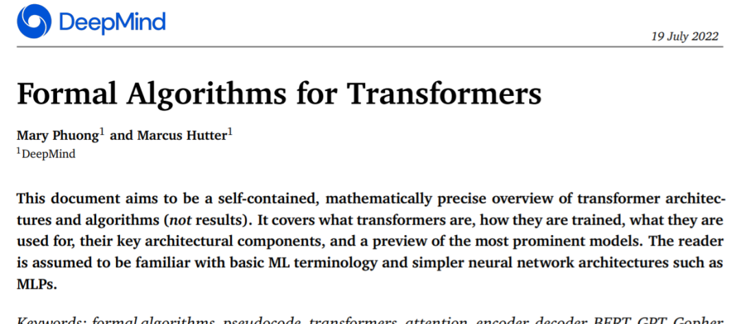 从头开始构建，DeepMind 的新论文使用伪代码详细解释 Transformer 