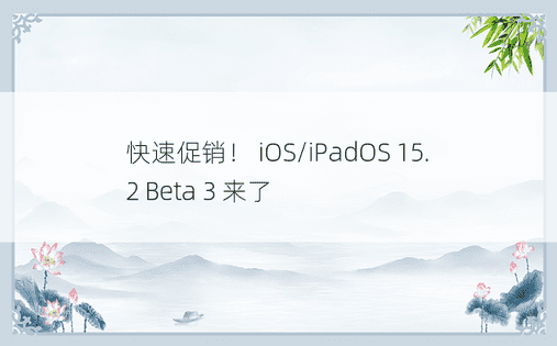 快速促销！ iOS/iPadOS 15.2 Beta 3 来了