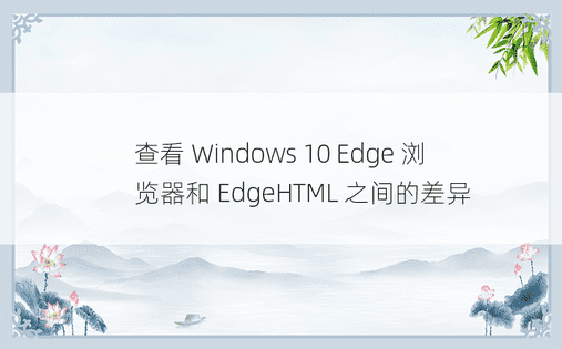 查看 Windows 10 Edge 浏览器和 EdgeHTML 之间的差异 