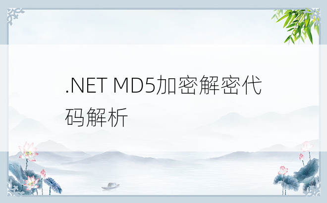 .NET MD5加密解密代码解析