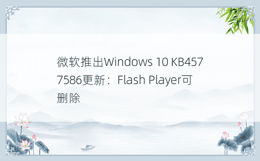 微软推出Windows 10 KB4577586更新：Flash Player可删除