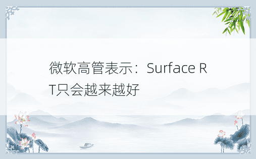 微软高管表示：Surface RT只会越来越好