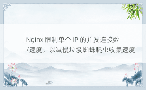 Nginx 限制单个 IP 的并发连接数/速度，以减慢垃圾蜘蛛爬虫收集速度