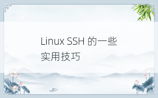 Linux SSH 的一些实用技巧