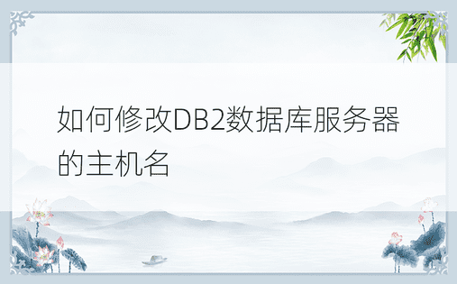 如何修改DB2数据库服务器的主机名