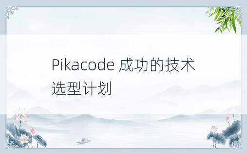Pikacode 成功的技术选型计划