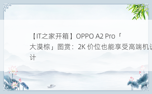 【IT之家开箱】OPPO A2 Pro「大漠棕」图赏：2K 价位也能享受高端机设计