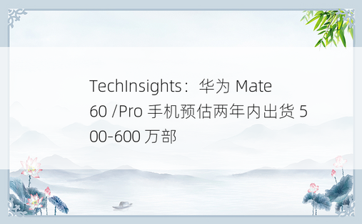 TechInsights：华为 Mate 60 /Pro 手机预估两年内出货 500-600 万部
