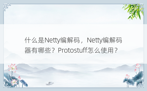 什么是Netty编解码，Netty编解码器有哪些？Protostuff怎么使用？