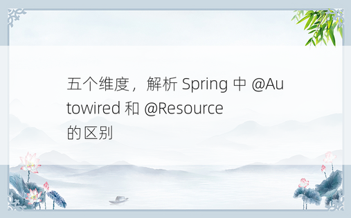 五个维度，解析 Spring 中 @Autowired 和 @Resource 的区别