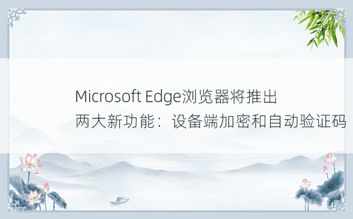 Microsoft Edge浏览器将推出两大新功能：设备端加密和自动验证码