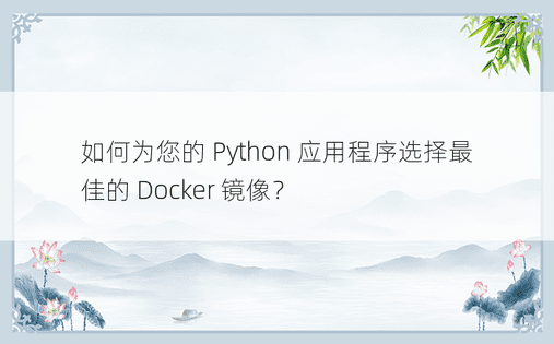 如何为您的 Python 应用程序选择最佳的 Docker 镜像？ 