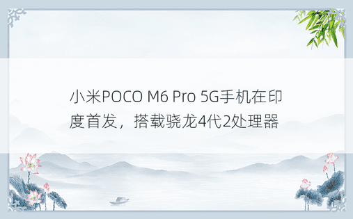 小米POCO M6 Pro 5G手机在印度首发，搭载骁龙4代2处理器