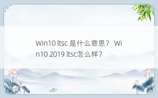 Win10 ltsc 是什么意思？ Win10 2019 ltsc怎么样？ 