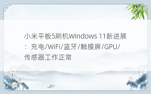 小米平板5刷机Windows 11新进展：充电/WiFi/蓝牙/触摸屏/GPU/传感器工作正常