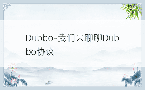 Dubbo-我们来聊聊Dubbo协议