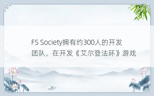FS Society拥有约300人的开发团队，在开发《艾尔登法环》游戏