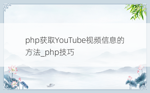 php获取YouTube视频信息的方法_php技巧