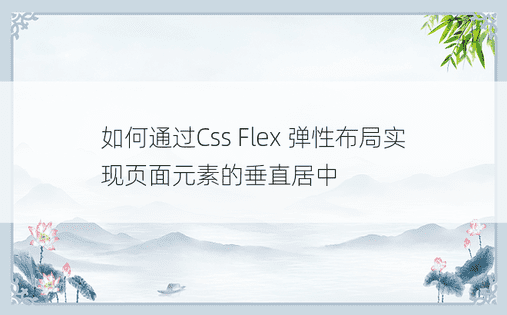 如何通过Css Flex 弹性布局实现页面元素的垂直居中