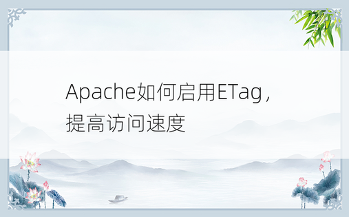 Apache如何启用ETag，提高访问速度