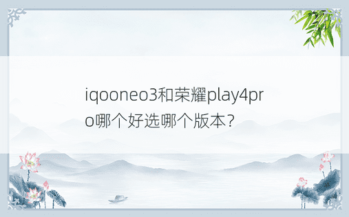 iqooneo3和荣耀play4pro哪个好选哪个版本？