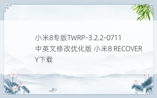小米8专版TWRP-3.2.2-0711中英文修改优化版 小米8 RECOVERY下载