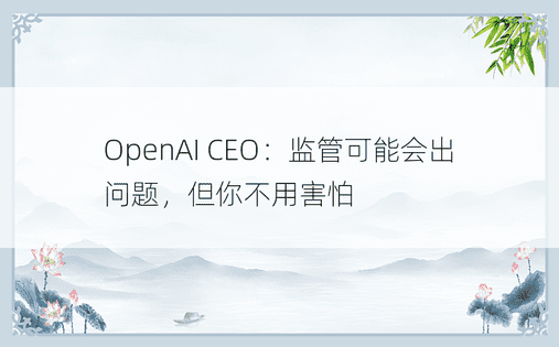 OpenAI CEO：监管可能会出问题，但你不用害怕