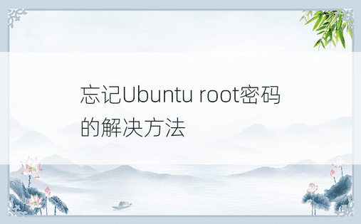 忘记Ubuntu root密码的解决方法