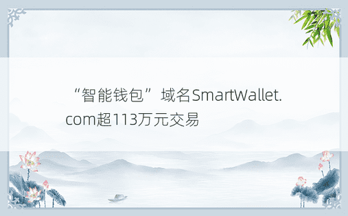 “智能钱包”域名SmartWallet.com超113万元交易