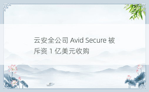 云安全公司 Avid Secure 被斥资 1 亿美元收购