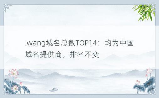 .wang域名总数TOP14：均为中国域名提供商，排名不变