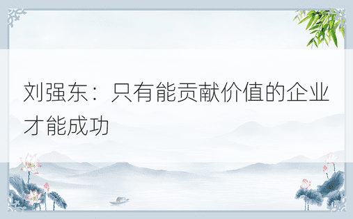 刘强东：只有能贡献价值的企业才能成功
