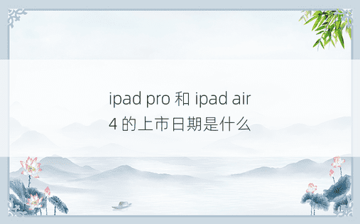 ipad pro 和 ipad air 4 的上市日期是什么