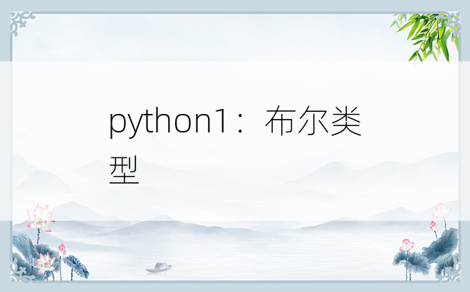 
python1：布尔类型