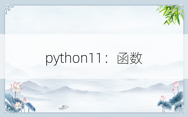 
python11：函数