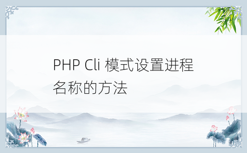 PHP Cli 模式设置进程名称的方法