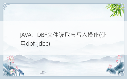 
JAVA：DBF文件读取与写入操作(使用dbf-jdbc)