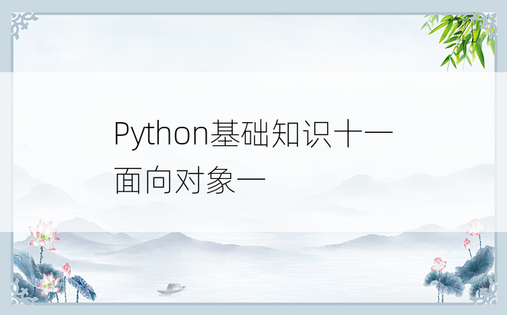 
Python基础知识十一 面向对象一