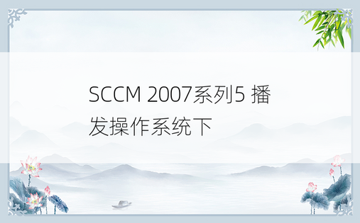 
SCCM 2007系列5 播发操作系统下