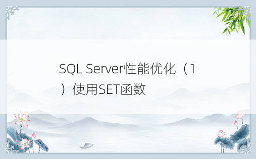 
SQL Server性能优化（1）使用SET函数