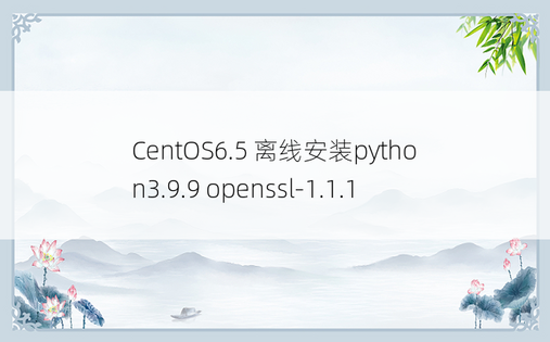 
CentOS6.5 离线安装python3.9.9 openssl-1.1.1