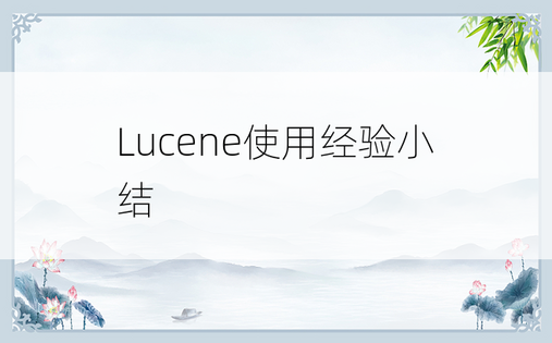 
Lucene使用经验小结