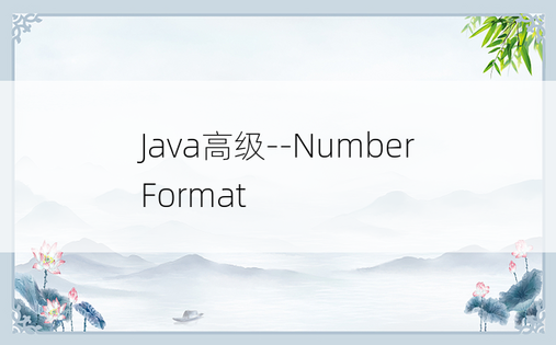 
Java高级--NumberFormat