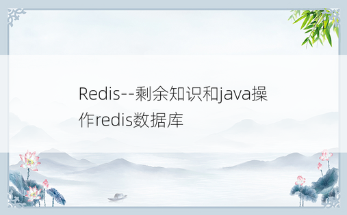 
Redis--剩余知识和java操作redis数据库