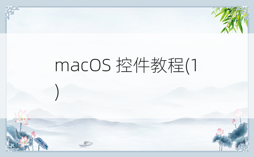 
macOS 控件教程(1)