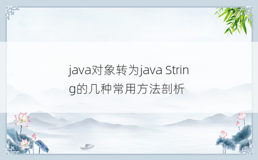 
java对象转为java String的几种常用方法剖析