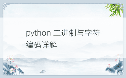 
python 二进制与字符编码详解