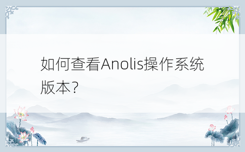 如何查看Anolis操作系统版本？ 